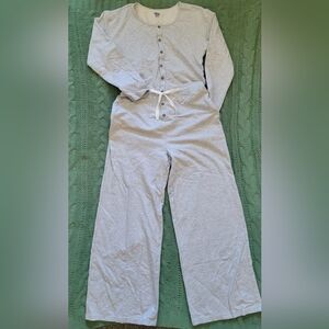 Aerie Light Gray Button-Up Jumpsuit